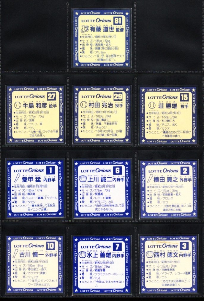 画像2: ロッテ オリオンズ パート1・全10種コンプ+ポチ袋（スーパーオリオン銀込み）
